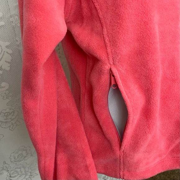 SOLD! Columbia June Lake Sweater Pink Salmon Full Zip Mock Neck Sweater Small - Picture 4 of 11
